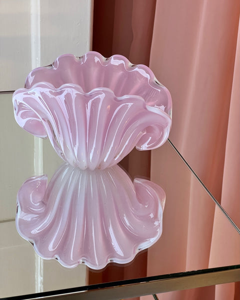 Vintage opal pink Murano shell bowl