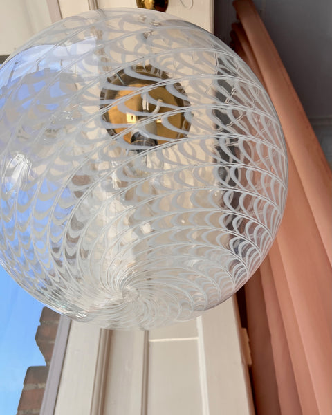Vintage white clear Murano ceiling lamp (D40)