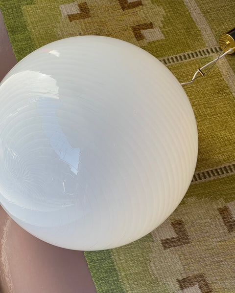 Vintage Murano white swirl ceiling lamp (D50)