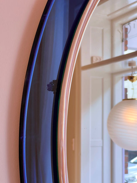 Vintage Italian mirror with blue mirror frame