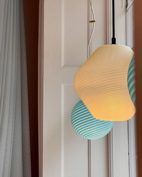 Vintage light yellow swirl Murano ceiling lamp