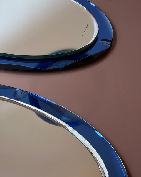 Vintage Italian mirror with blue mirror frame