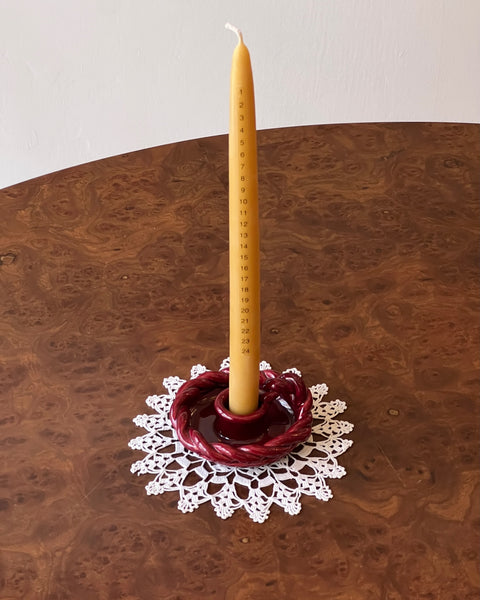 Vintage red twisted ceramic candle holder