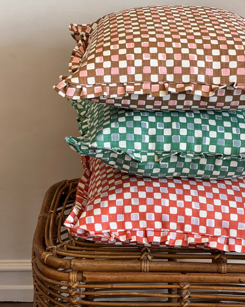 Faye ruffled cushion - Brown (Available upon request)
