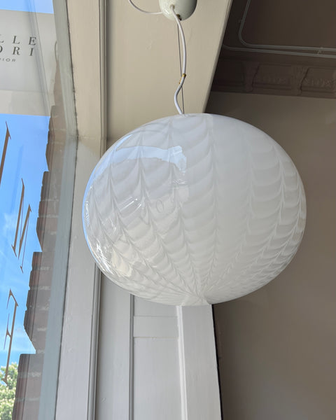 Vintage Murano oval white swirl ceiling lamp (D40)