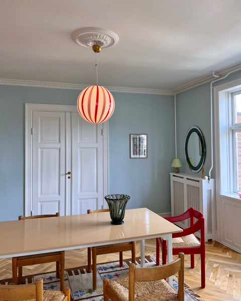 Ceiling lamp - Pink lavender / red vertical stripes (D40)