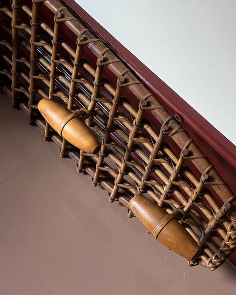 Vintage rattan coat rack