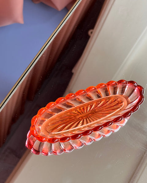 Two-toned red vintage glass bowl