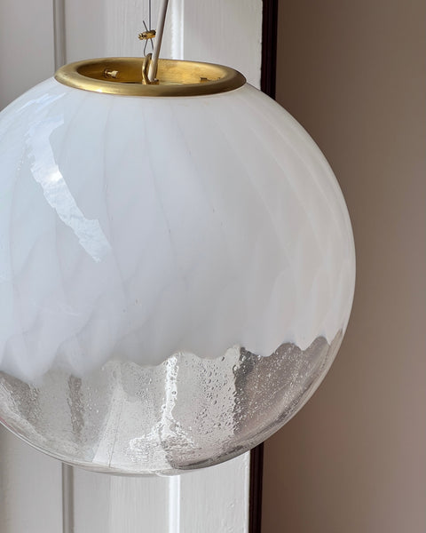 Vintage white clear Murano ceiling lamp (D35)
