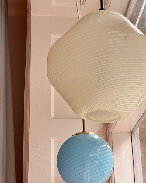 Vintage light yellow swirl Murano ceiling lamp