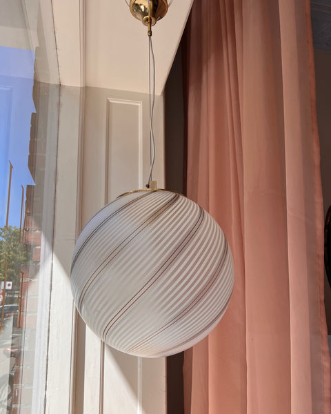 Vintage white/black/blured Murano swirl ceiling lamp (D40)