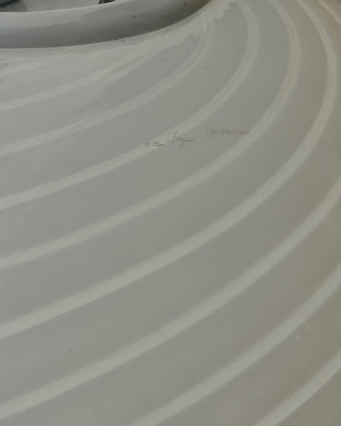 Vintage Murano oval white swirl ceiling lamp (D40)
