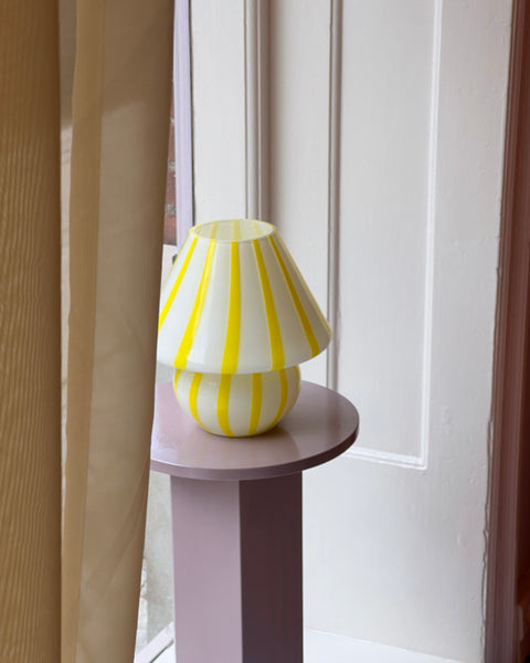 Mushroom table lamp - Yellow vertical stripes