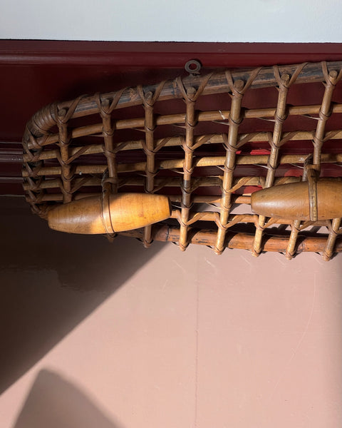 Vintage rattan coat rack