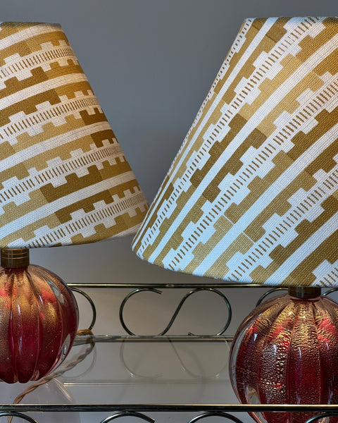 Vintage red/golden Murano table lamp (incl. lampshade) (2 available)