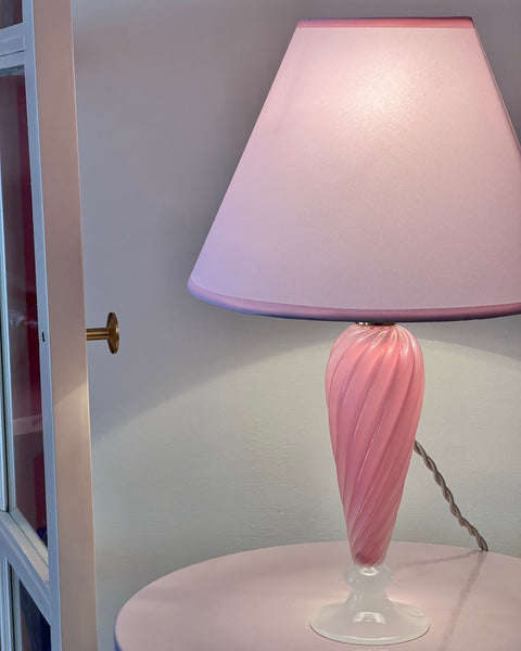 Vintage opal pink Murano table lamp (with shade)