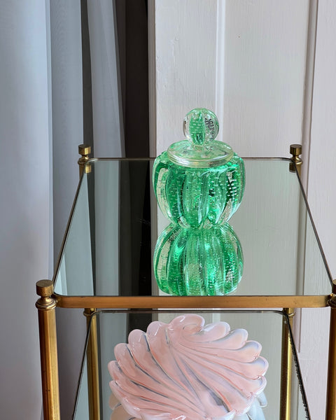 Vintage large green Murano bonbonniere