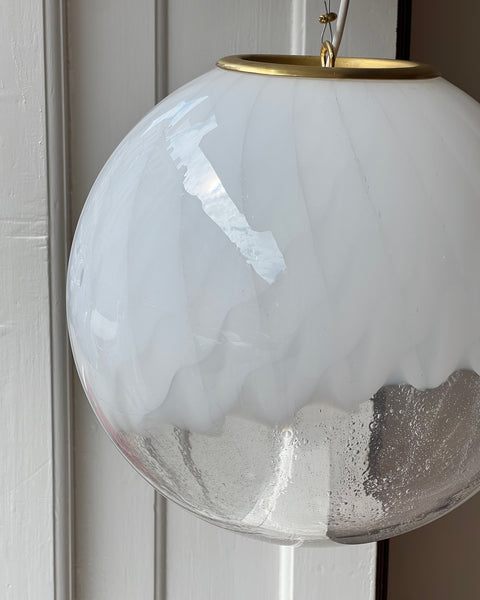 Vintage white clear Murano ceiling lamp (D35)