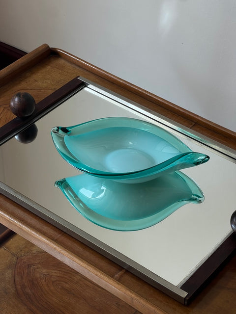 Vintage opal turquoise/green Murano dish/bowl