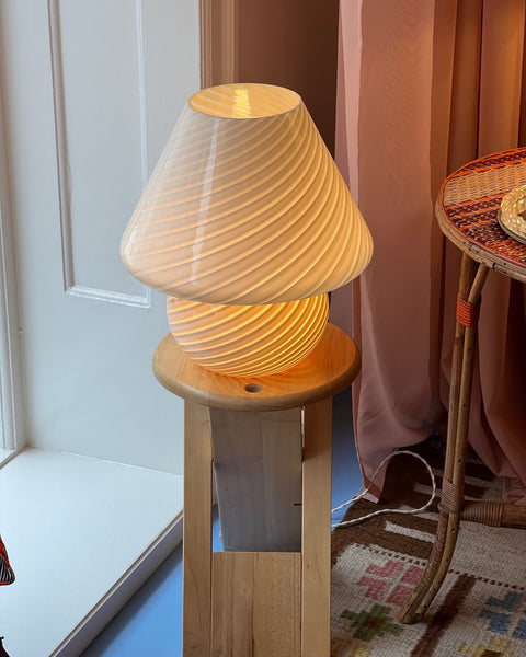 Vintage light yellow Murano mushroom table lamp - Large