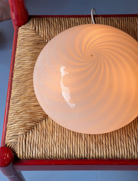 Vintage Murano white swirl ceiling/wall lamp (D28)