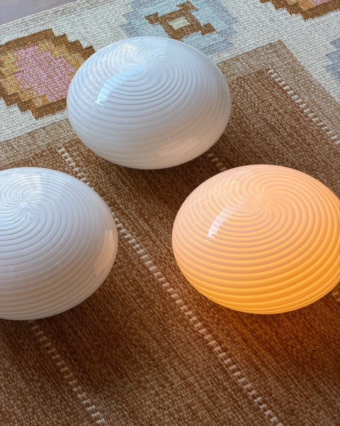 Vintage Murano white swirl ceiling/wall lamp (D28) (3 available)