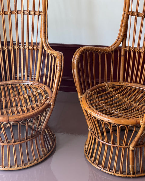 Vintage rattan chair by Fratelli Castano