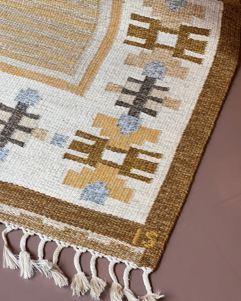 Vintage flat weave rug by Ingegerd Silow (IS)