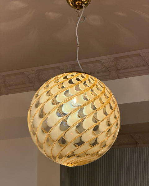 Large vintage golden clear Murano ceiling lamp (D45)
