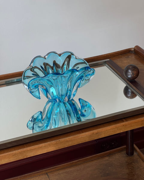 Vintage blue Murano shell bowl