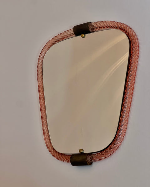 Vintage Italian mirror with pink glass frame