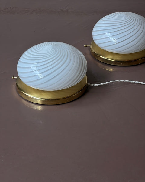 Vintage Murano white swirl ceiling/wall lamp (D23)