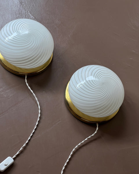 Vintage Murano white swirl ceiling/wall lamp (D23)