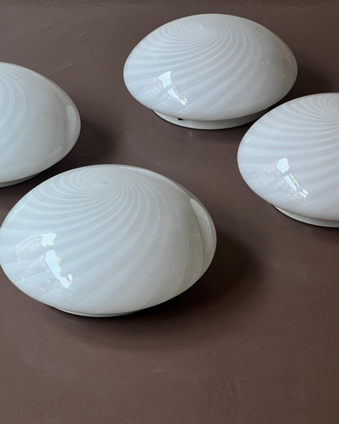 Vintage Murano white swirl ceiling/wall lamp (D30) (2 available)