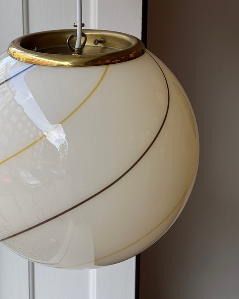 Vintage creme / brown / golden swirl Murano ceiling lamp (D35)