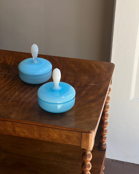 Vintage opal blue Murano bonbonniere