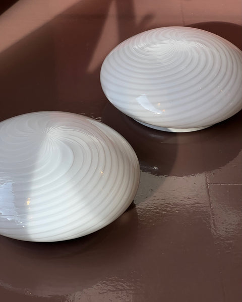 Vintage Murano white swirl ceiling/wall lamp (D24)