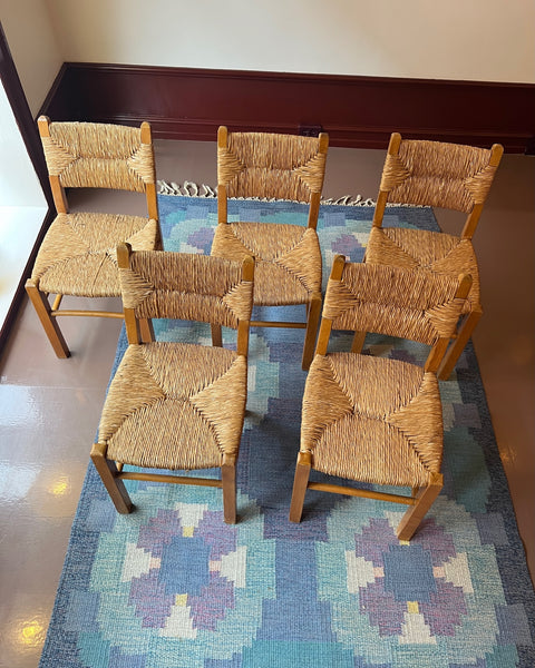 Vintage wicker and wood chair, Sweden, 1950s (5 available)