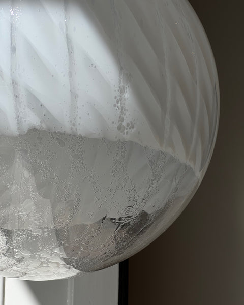 Large vintage white clear Murano ceiling lamp (D50)