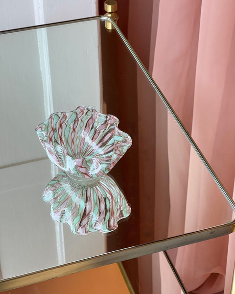 Vintage pink/golden/white Murano latticino bowl