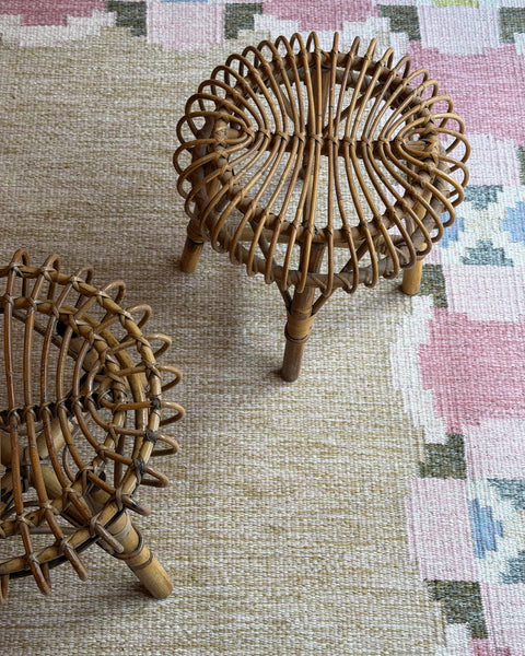 Vintage rattan stool (2 available)