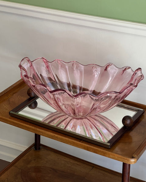 Vintage large pink Murano shell bowl