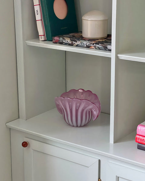 Vintage opal pink Murano shell bowl
