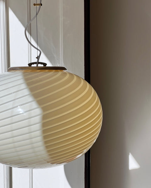 Vintage oval yellow swirl Murano ceiling lamp (D48)