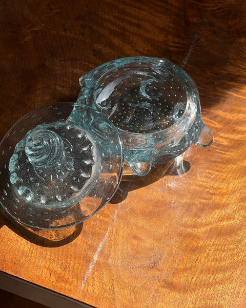 Vintage clear / light blue Murano bonbonniere