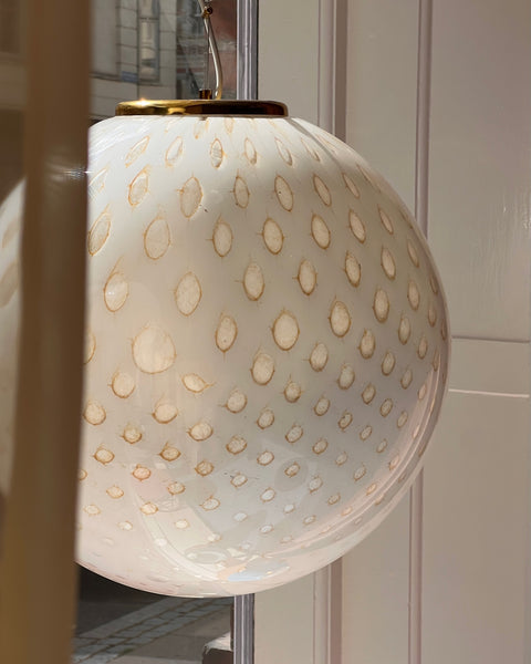 Vintage round white/gold dotted Murano ceiling lamp (D45)