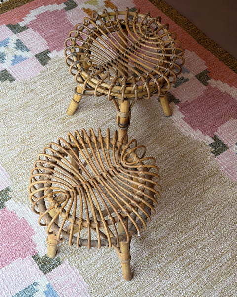 Vintage rattan stool (2 available)