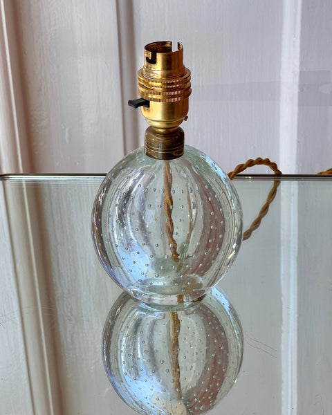 Vintage clear bubble Murano table lamp (with shade)