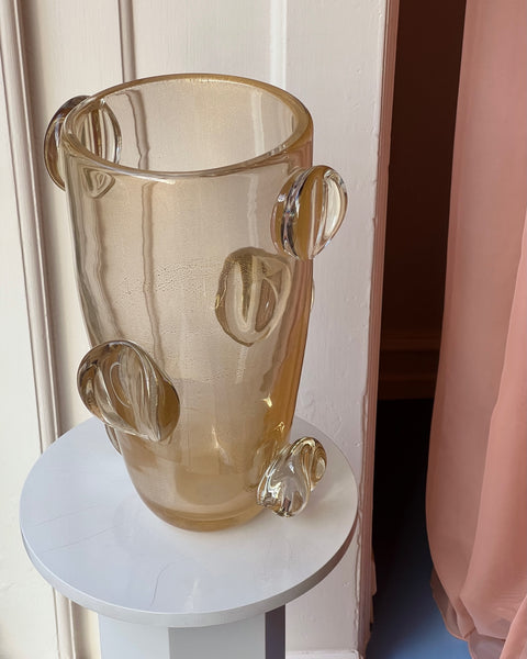 Large vintage golden / clear Murano vase