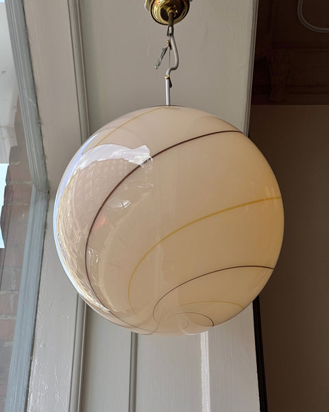 Vintage creme / brown / golden swirl Murano ceiling lamp (D35)